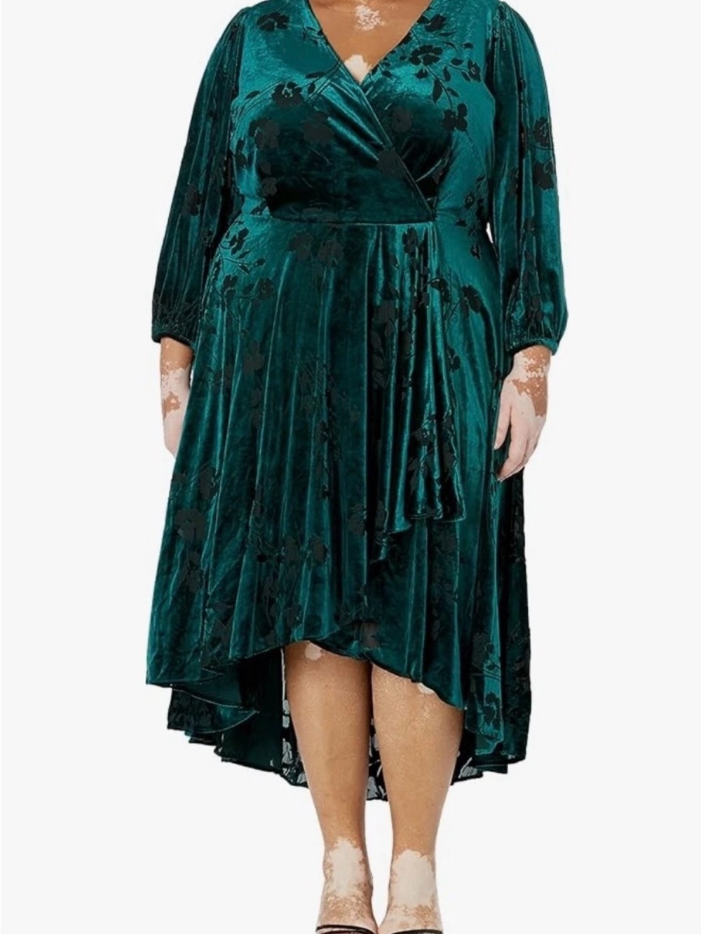 CALVIN KLEIN Plus Size Emerald Green Velvet Wrap Dress Size 14